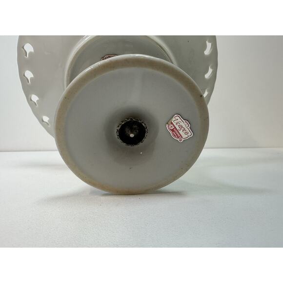 VTG Japan Ucagco Pedestal Flower Plate Gold Trim Cottagecore Wedding Baby Shower - Picture 6 of 9